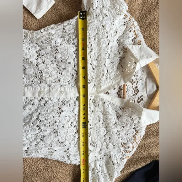 Anne Fontaine Melissa French White Lace Blouse - Picture 6 of 8